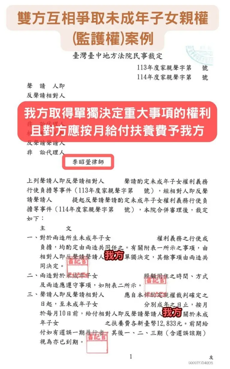 成功案例_子女監護權爭取